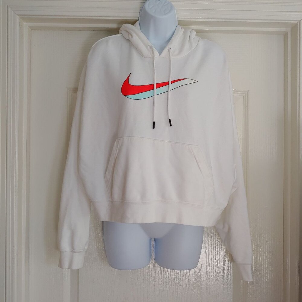 Nike Center Swoosh White Crop Hoodie XS Sporty Activewear